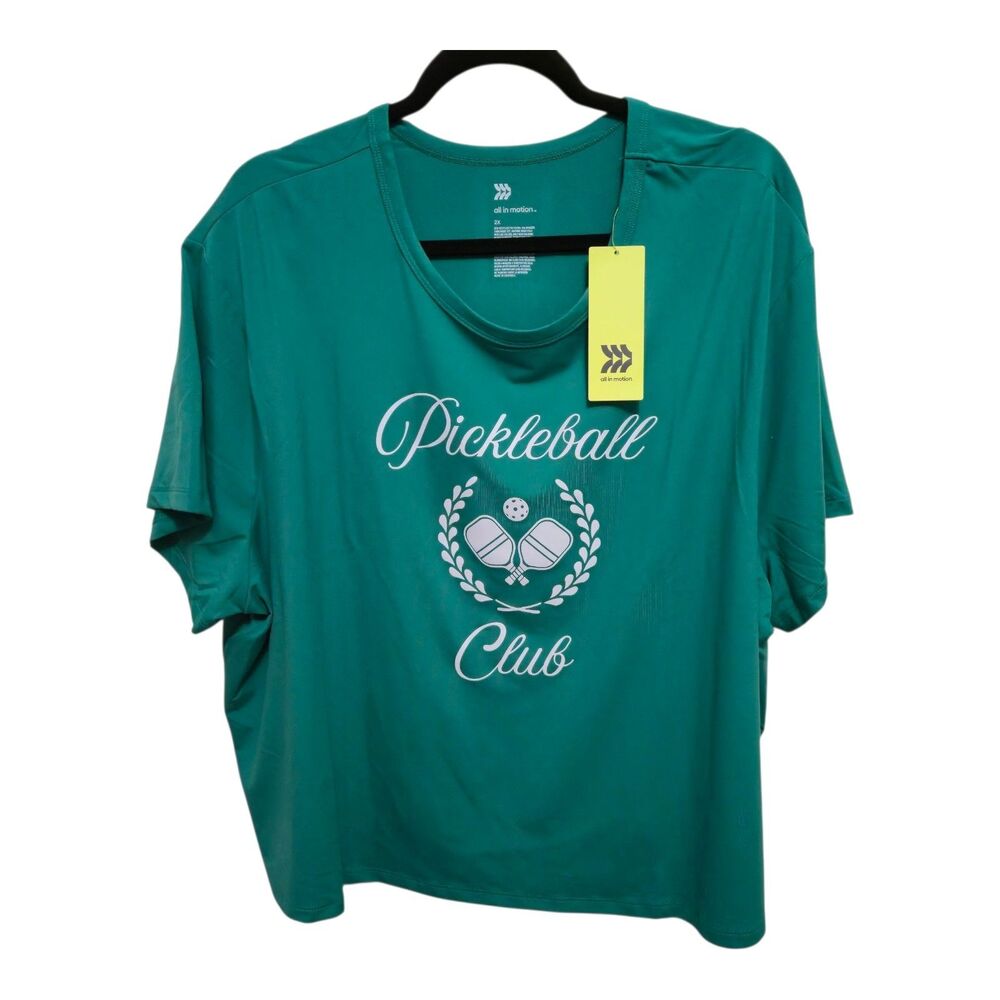 All in Motion T-Shirt Size 2XL Pickleball Club Green Short Sleeves Florida NEW